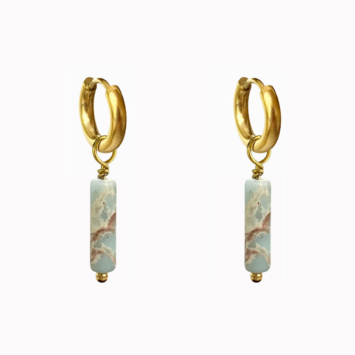 Oorbellen Tube Turquoise Goud