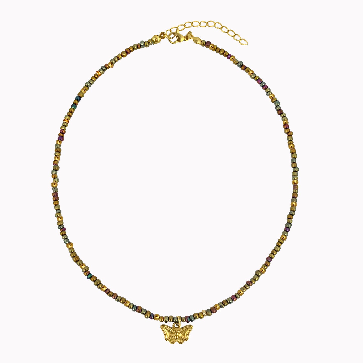 Gold Enchanted Necklace | Kralen ketting met vlinder bedel