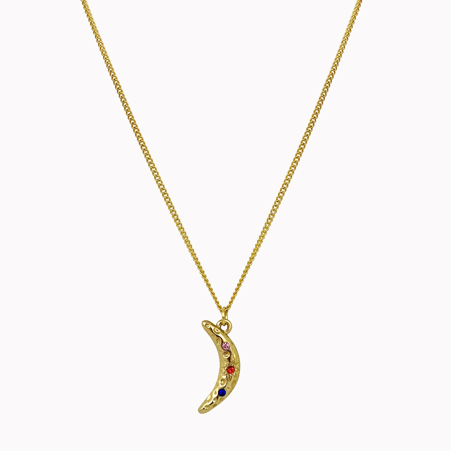 Magical Moon Necklace | Schakelketting met maan en gekleurde steentjes