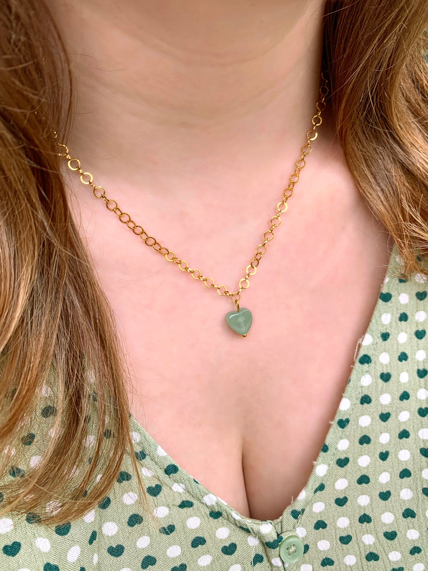 Nature Lover Necklace | Schakelketting met groen hartje