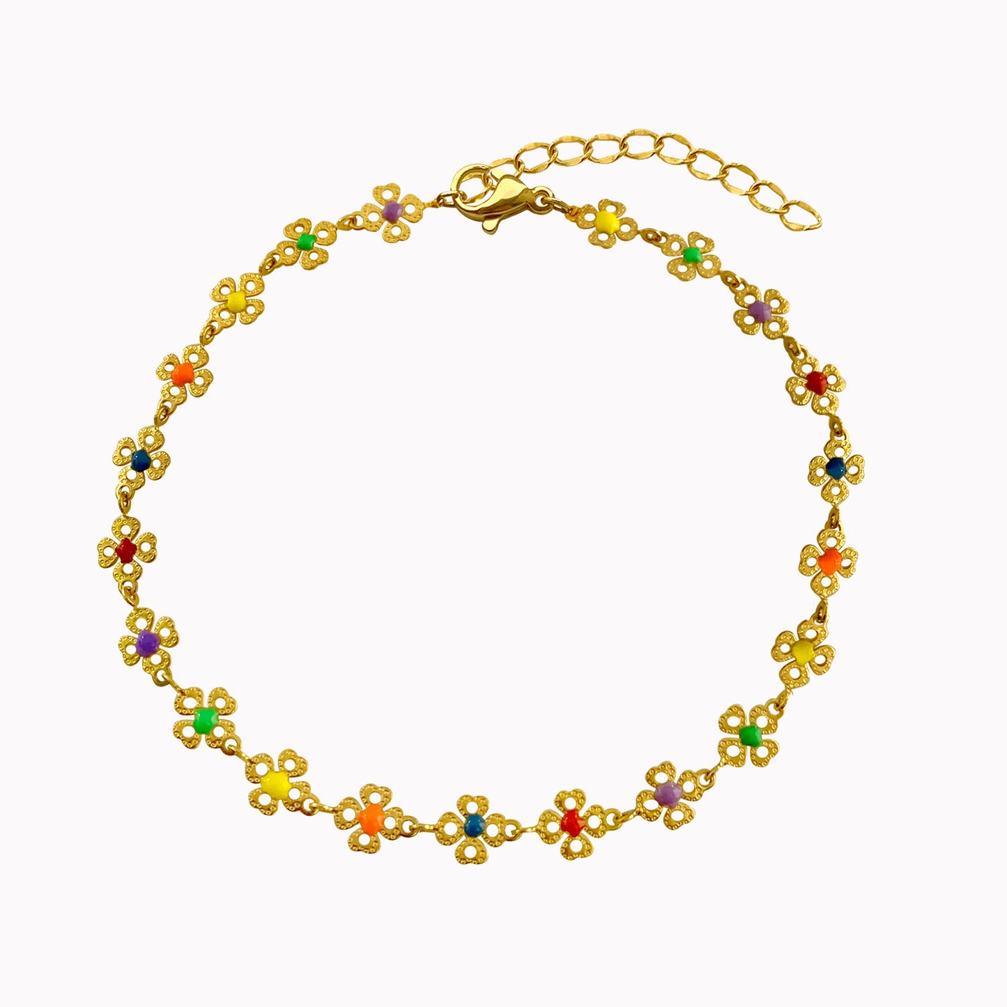 Enkelbandje Colored Flowers