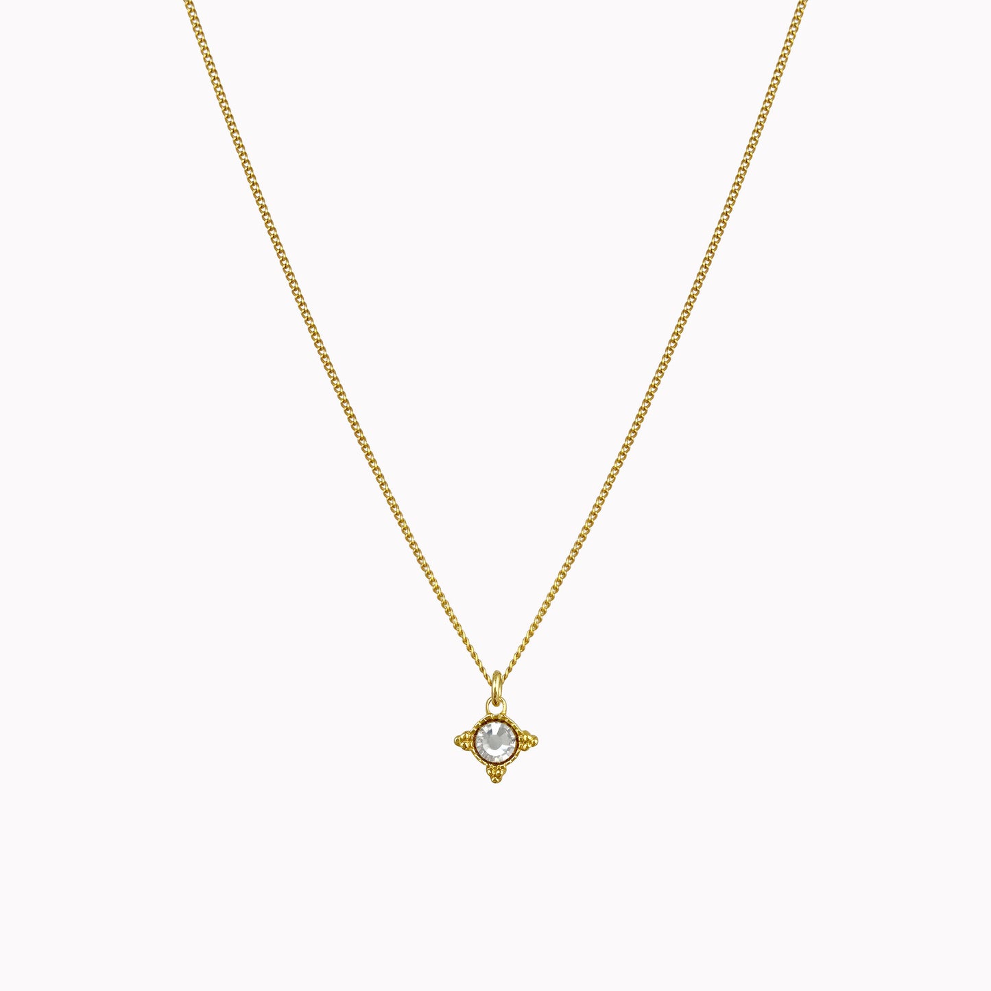 Birthstone ketting goud april