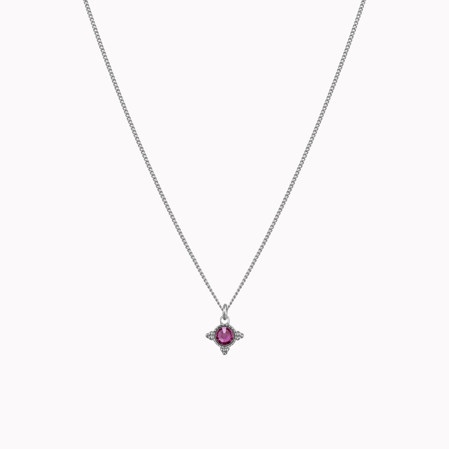 Birthstone ketting zilver februari