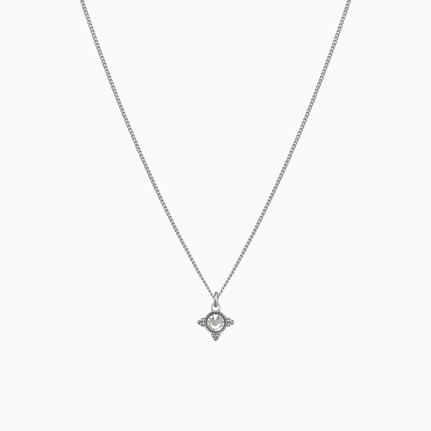 Birthstone ketting zilver april
