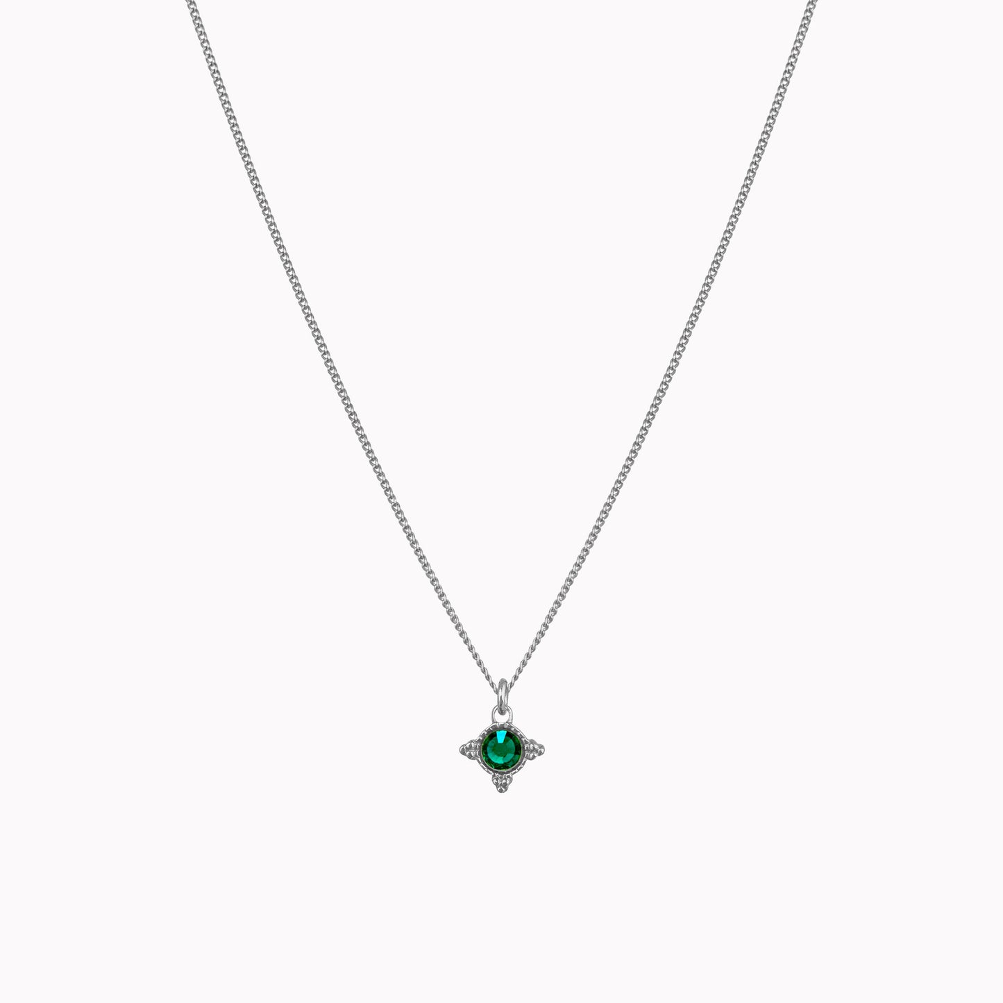 Birthstone ketting zilver mei