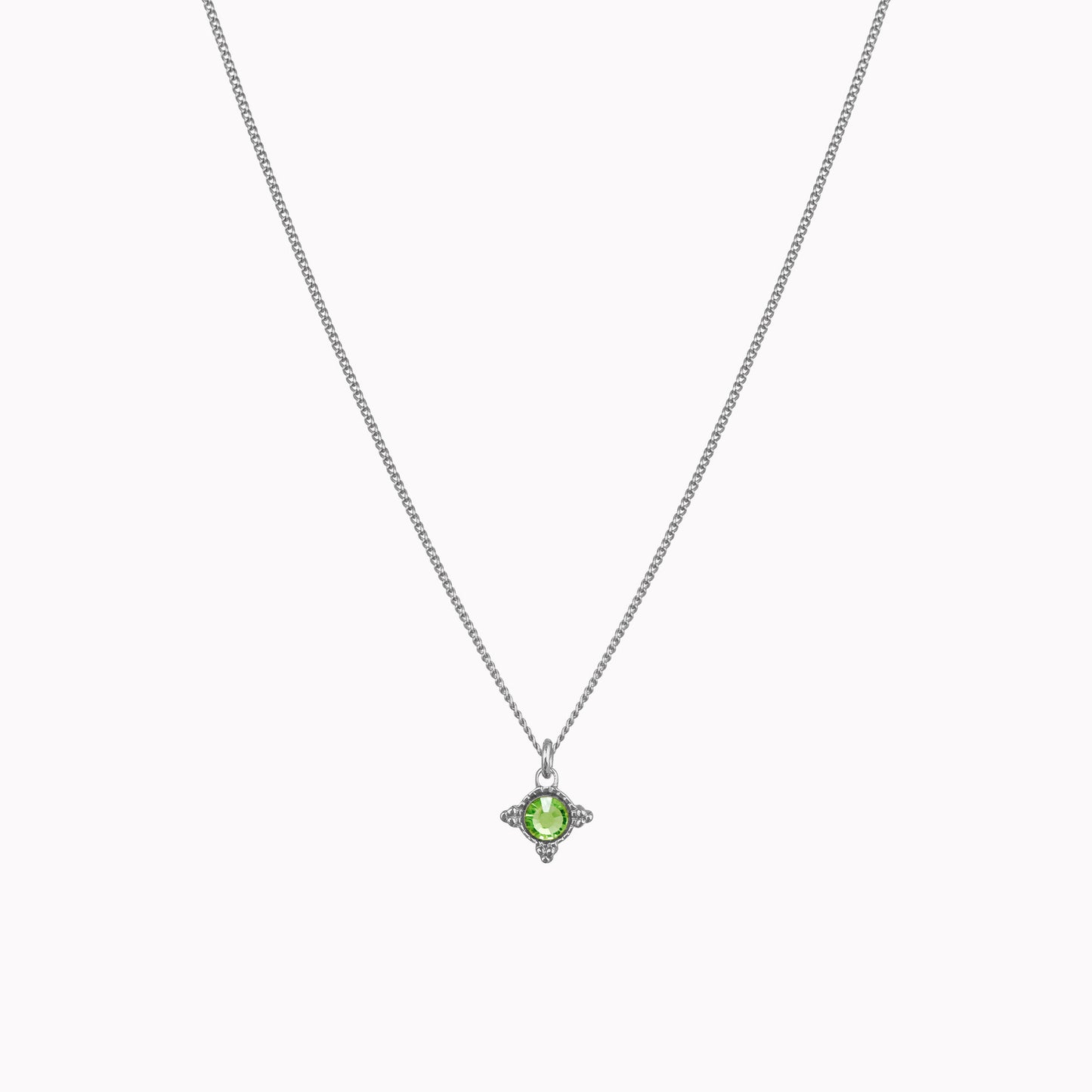 Birthstone ketting zilver augustus