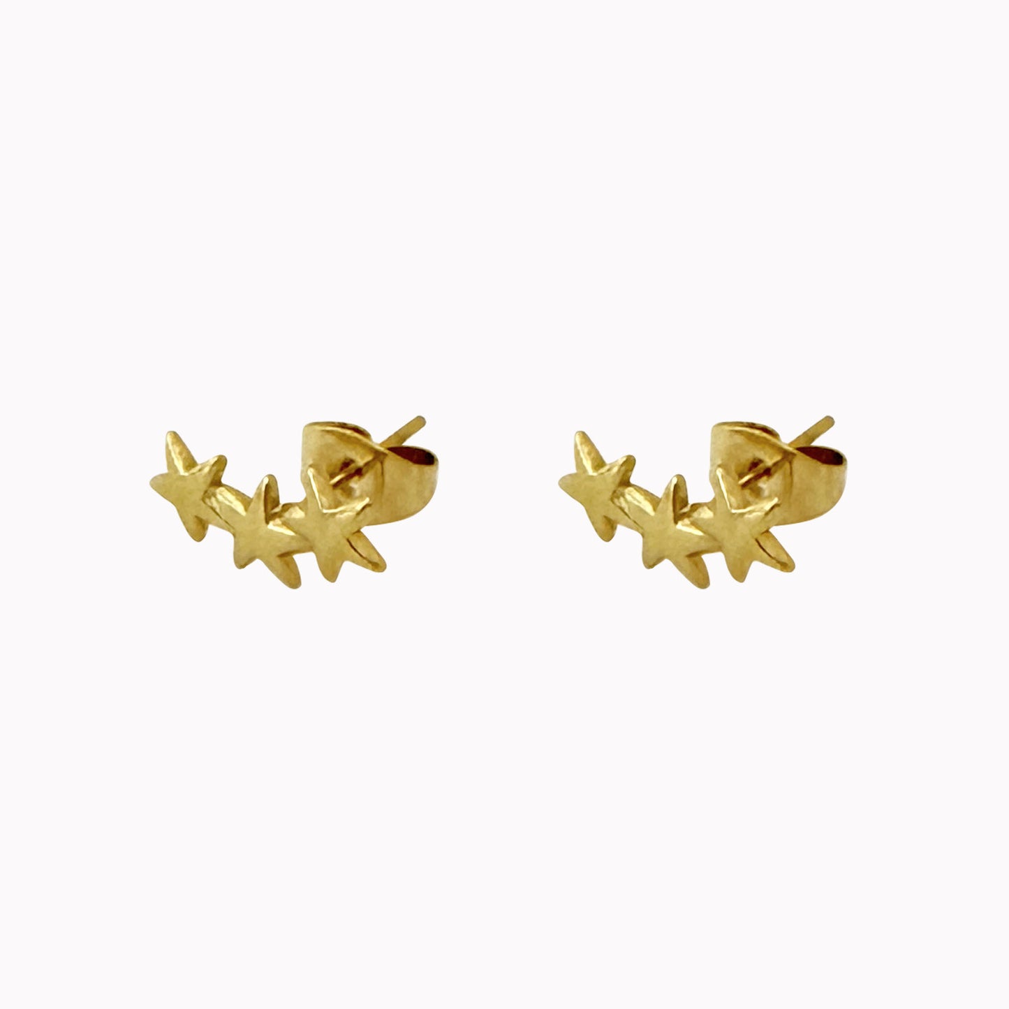 Gouden oor studs met drie sterretjes