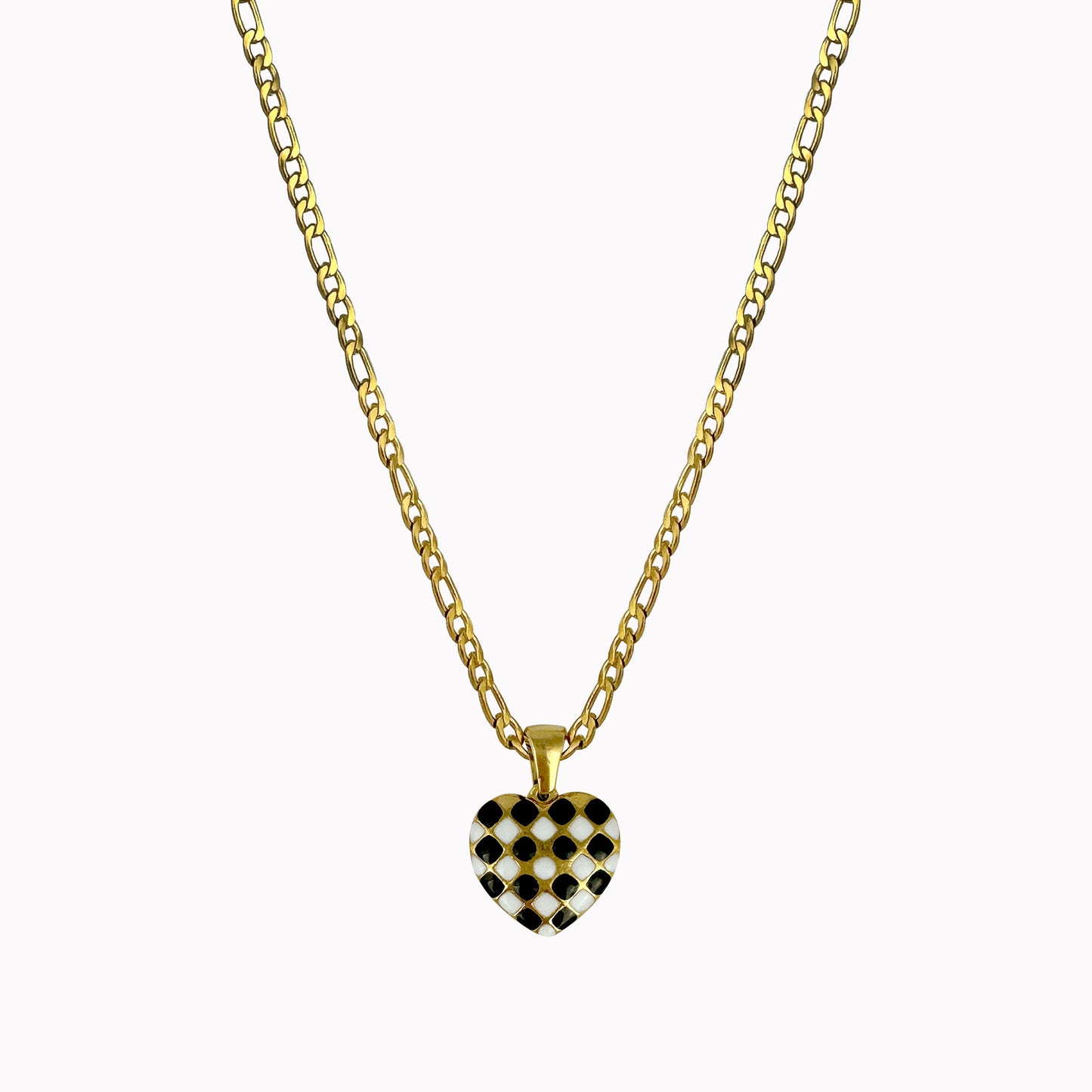 Gouden ketting met geblokt hartje