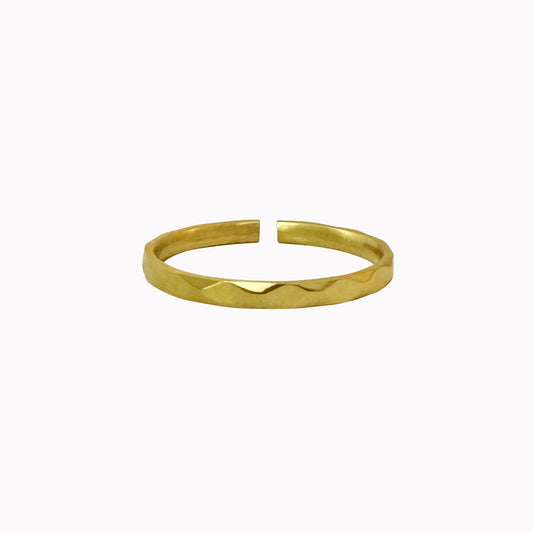 Gouden minimalistische ring ruitjes patroon verstelbaar