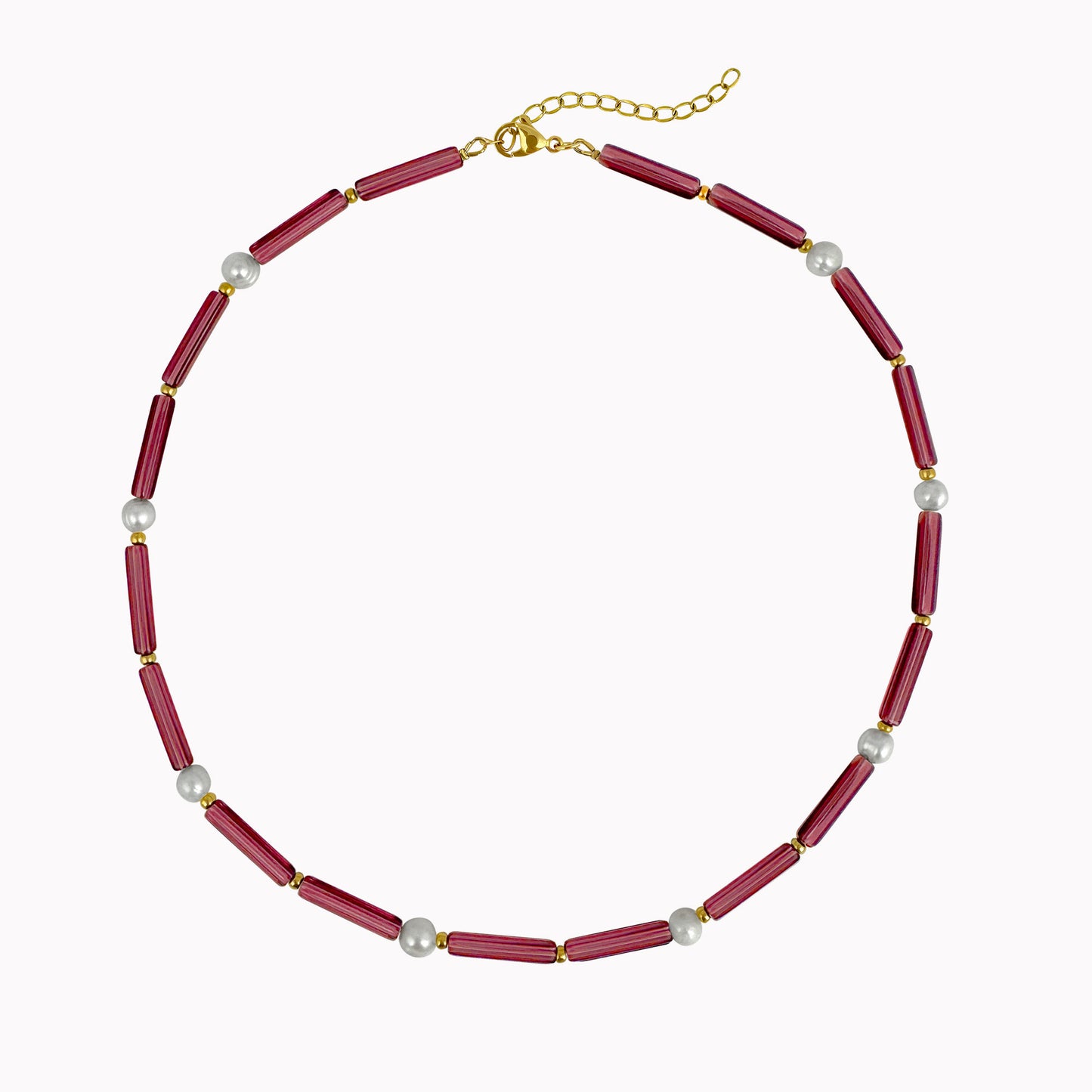 Paarse kralenketting met parels