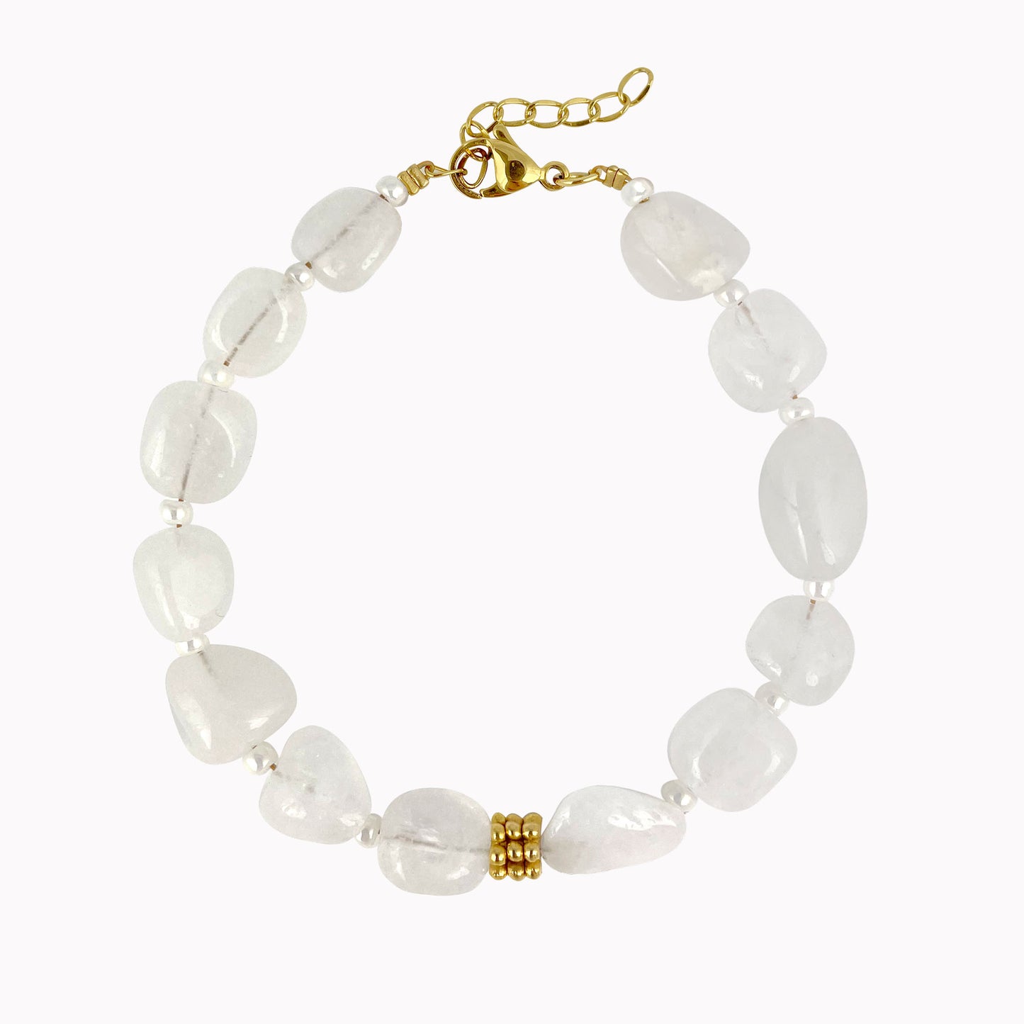 Kralen armband met witte jade kralen