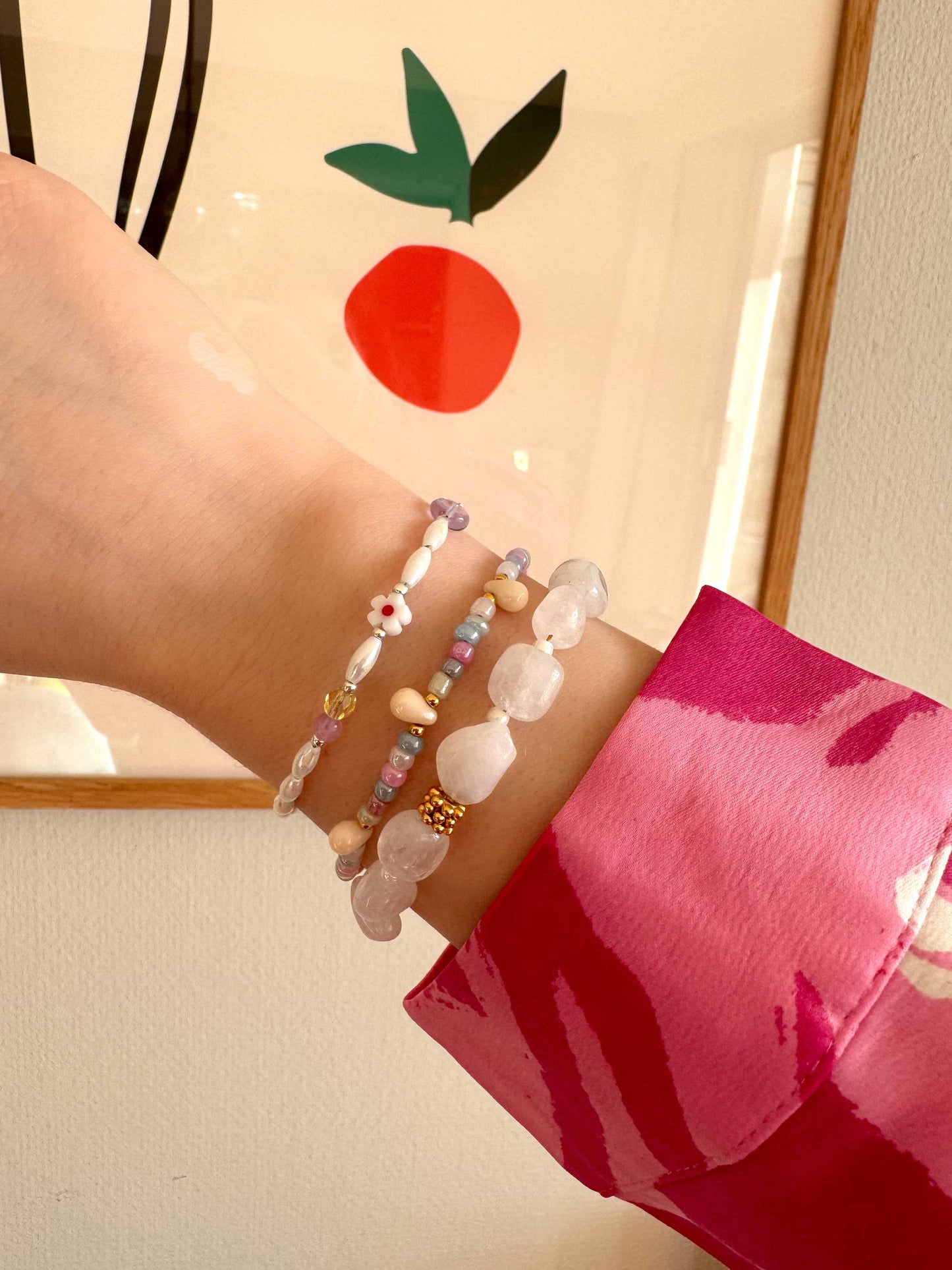 Kralen armband met witte jade kralen