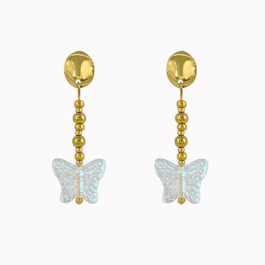 Gouden oorhangers met vlinder bedel