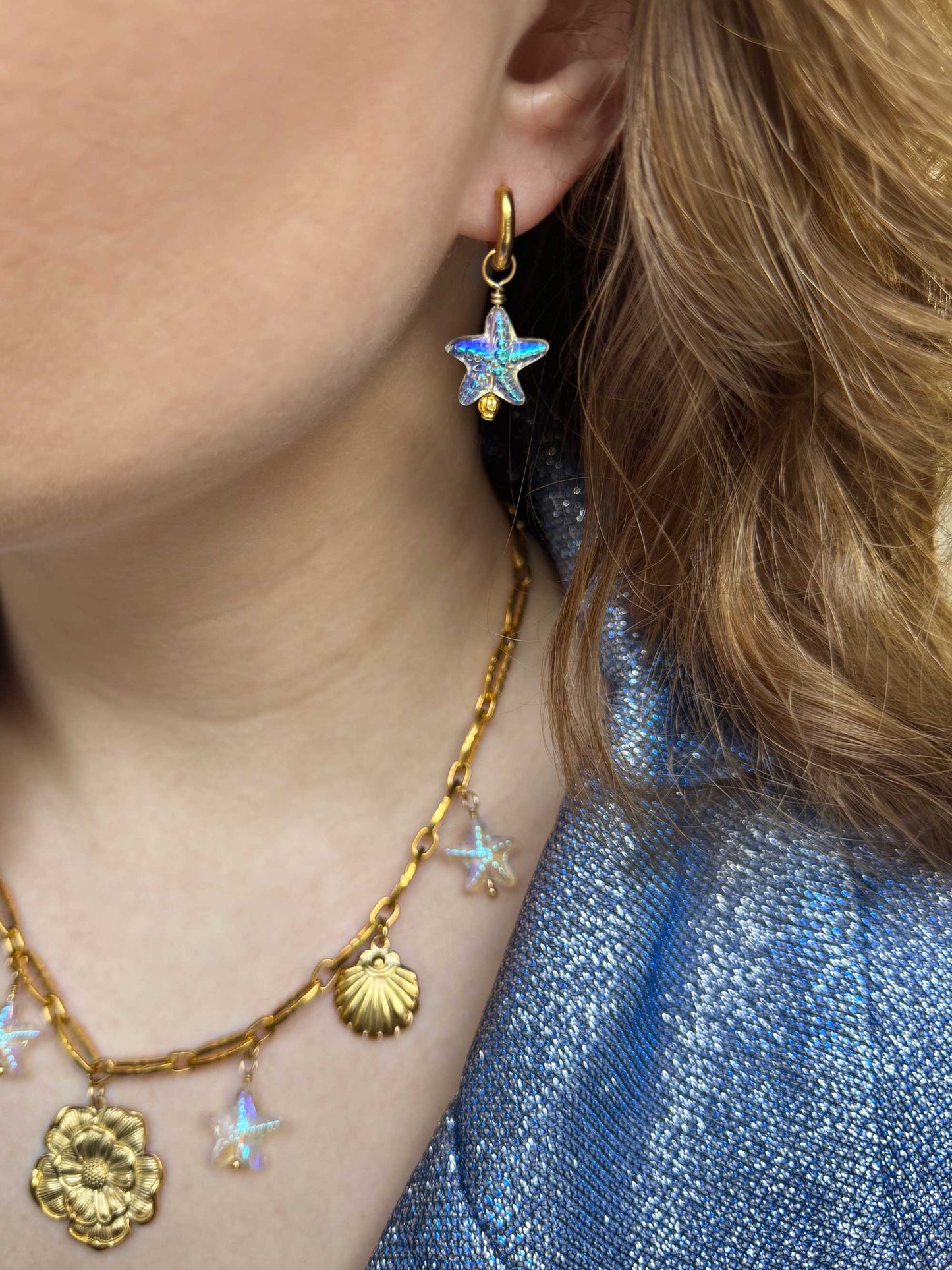 Seastar Earrings Gold | Gouden oorringen met zeester