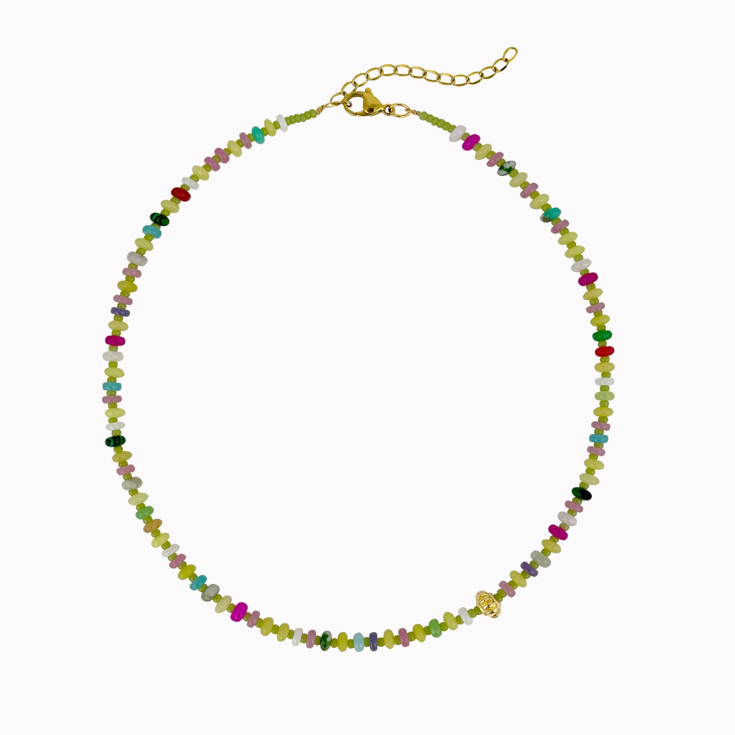 Groene ketting met platte kralen