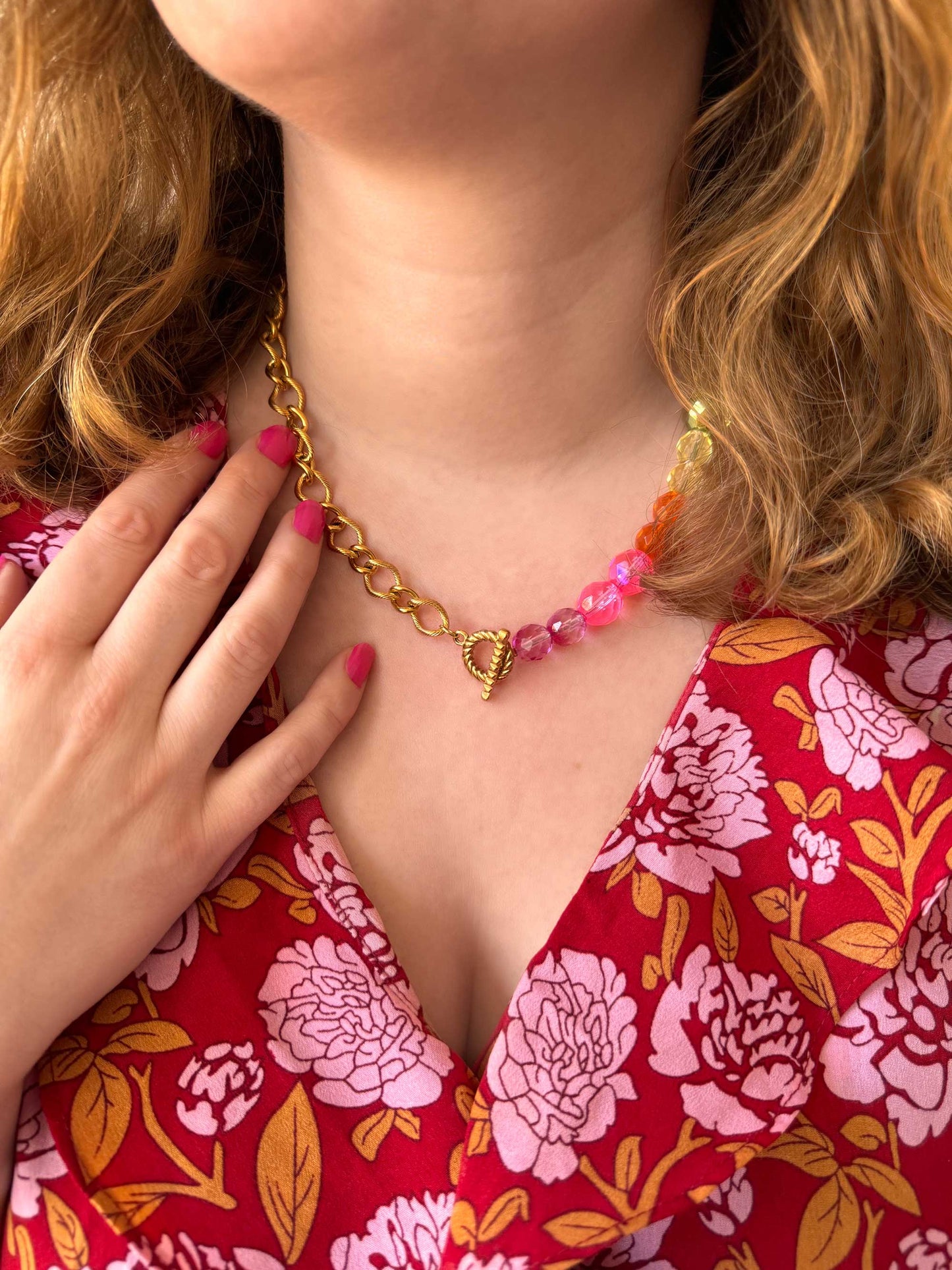 Color Reef Necklace | Statement ketting met schakels en gekleurde kralen