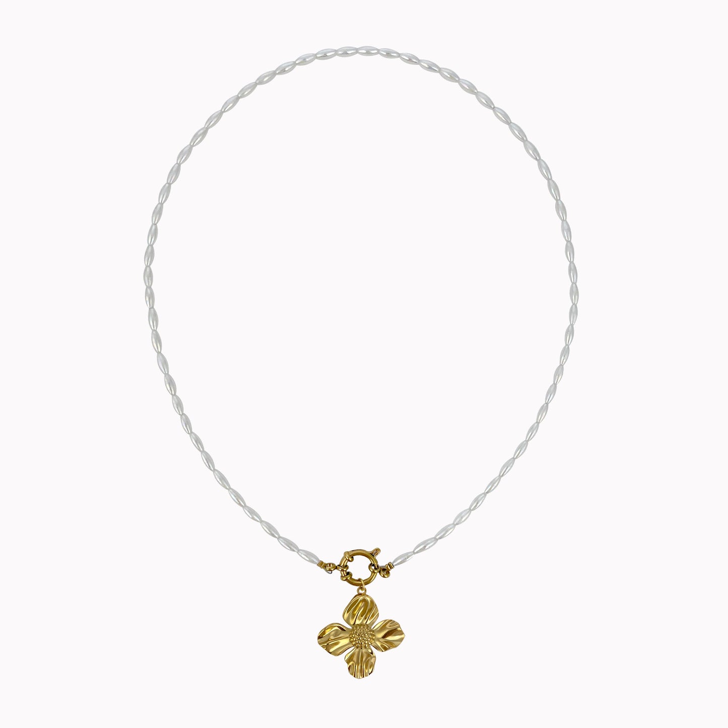 Tropical Flower Necklace | Witte ketting met tropische bloem bedel