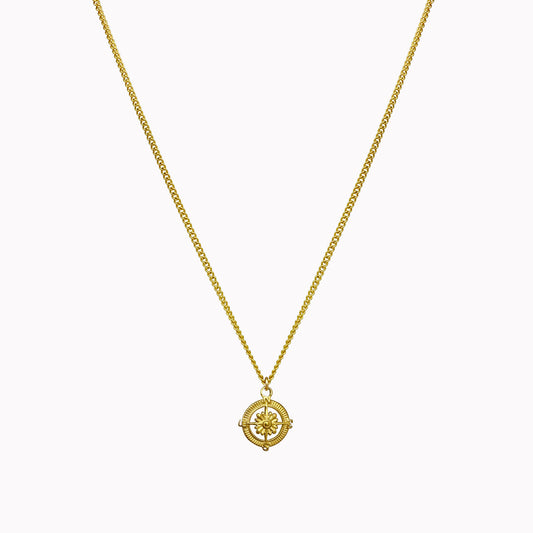 Minimalistische ketting met kompas bedel goud