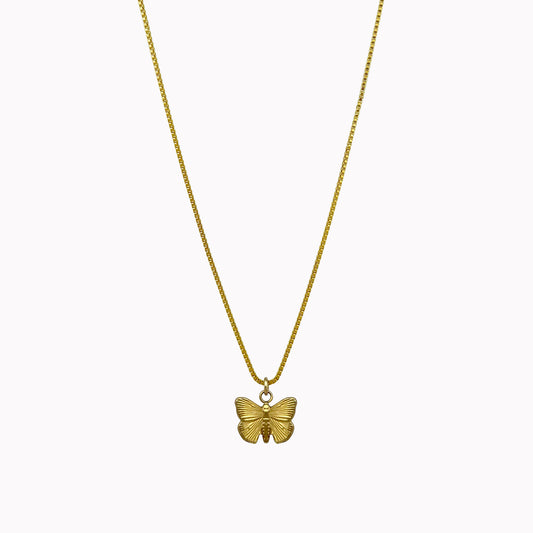 Minimalistische ketting met vlinder bedel goud