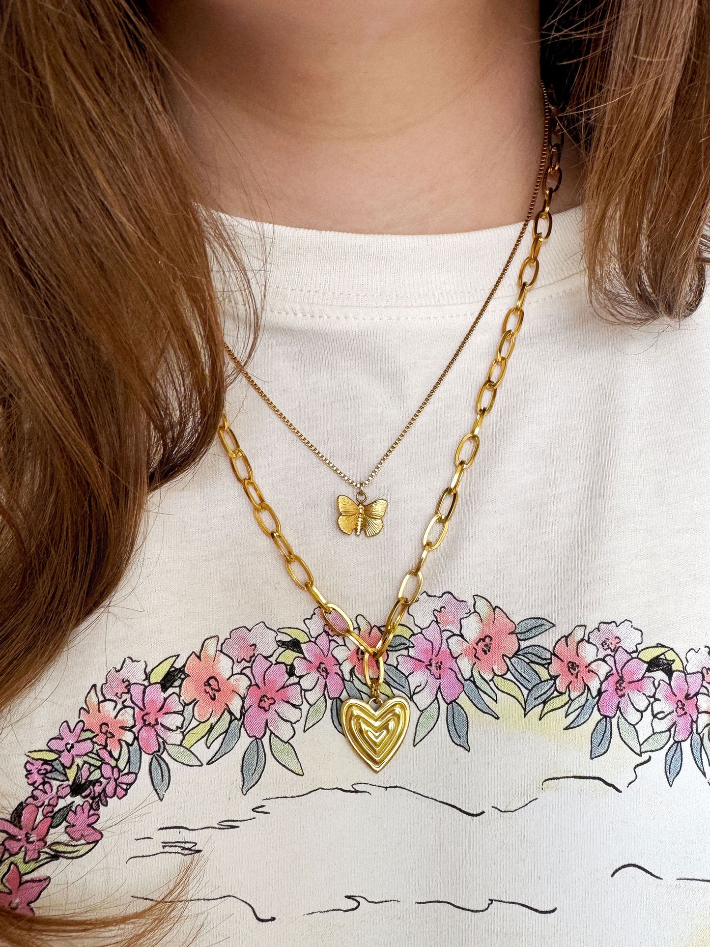 Schakelketting groot hart goudkleurig