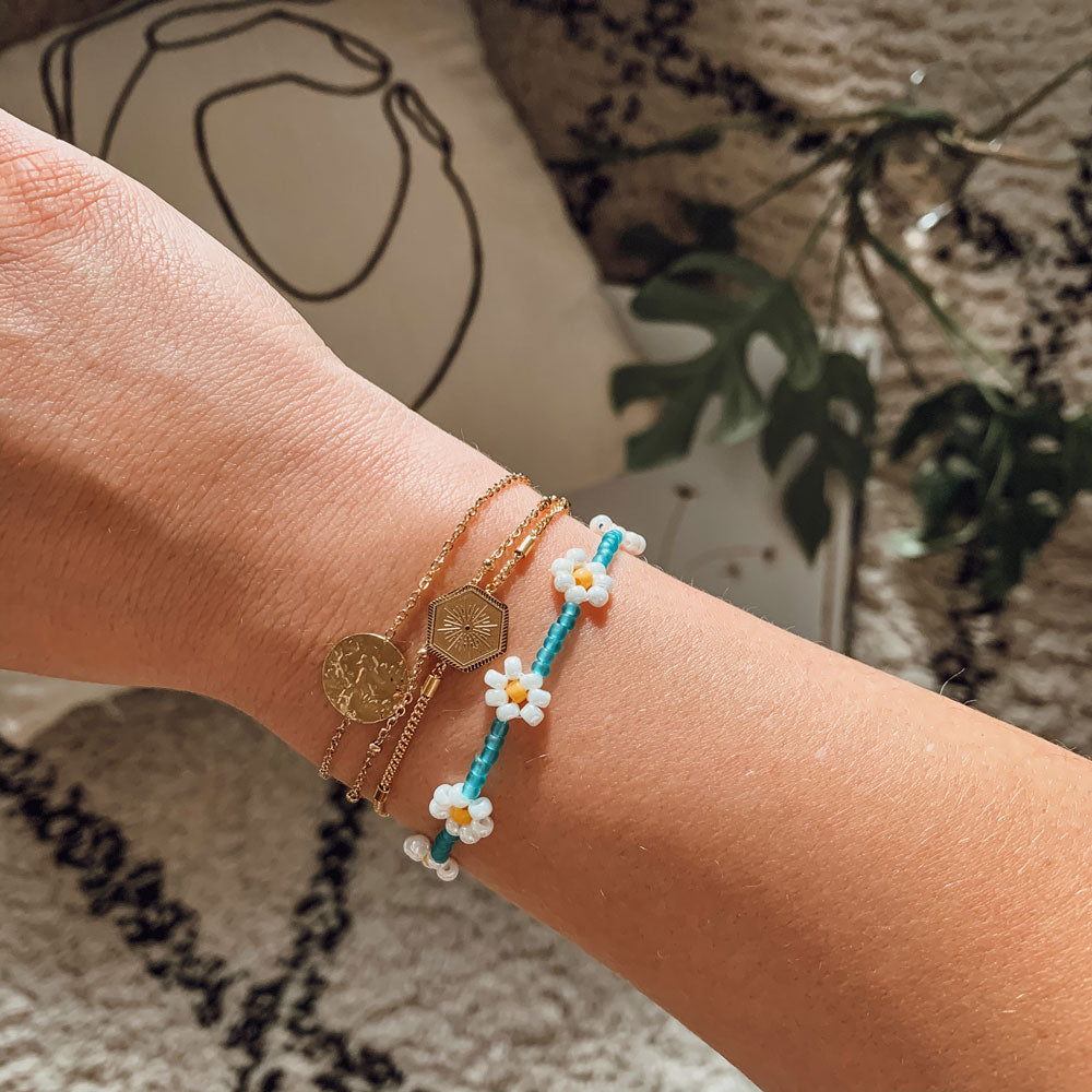 Armband Bloem Blauw