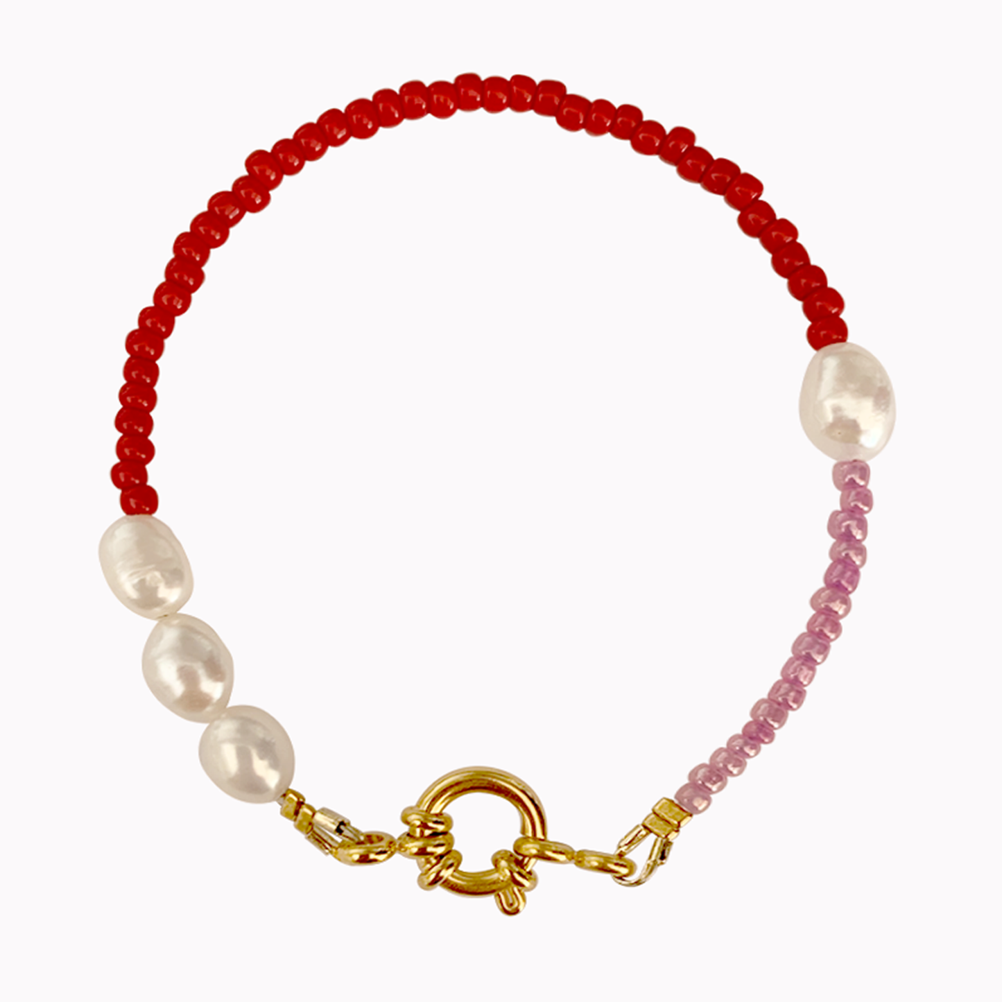 Armband Parels Rood Paars