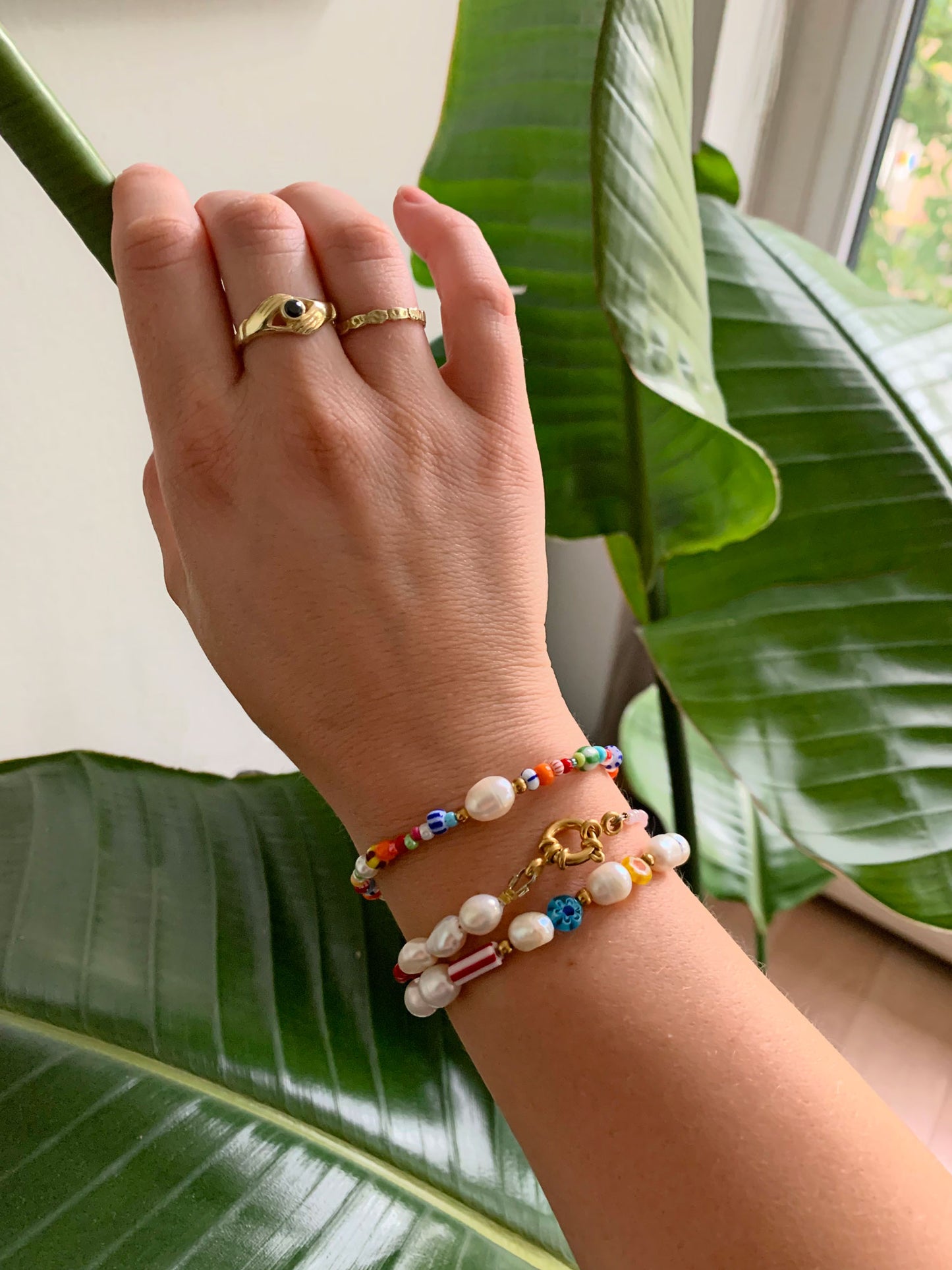 Armband Parels Rood Paars