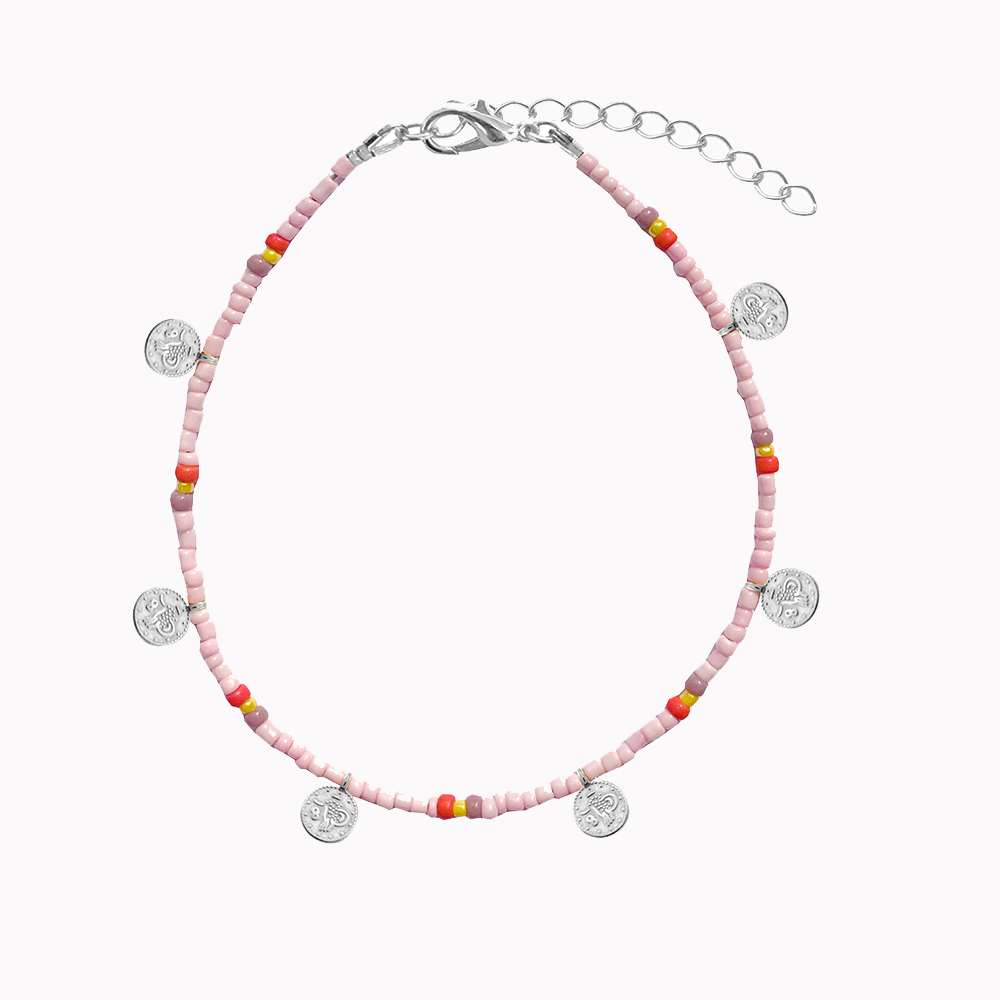 Zilver enkelbandje met munt bedels