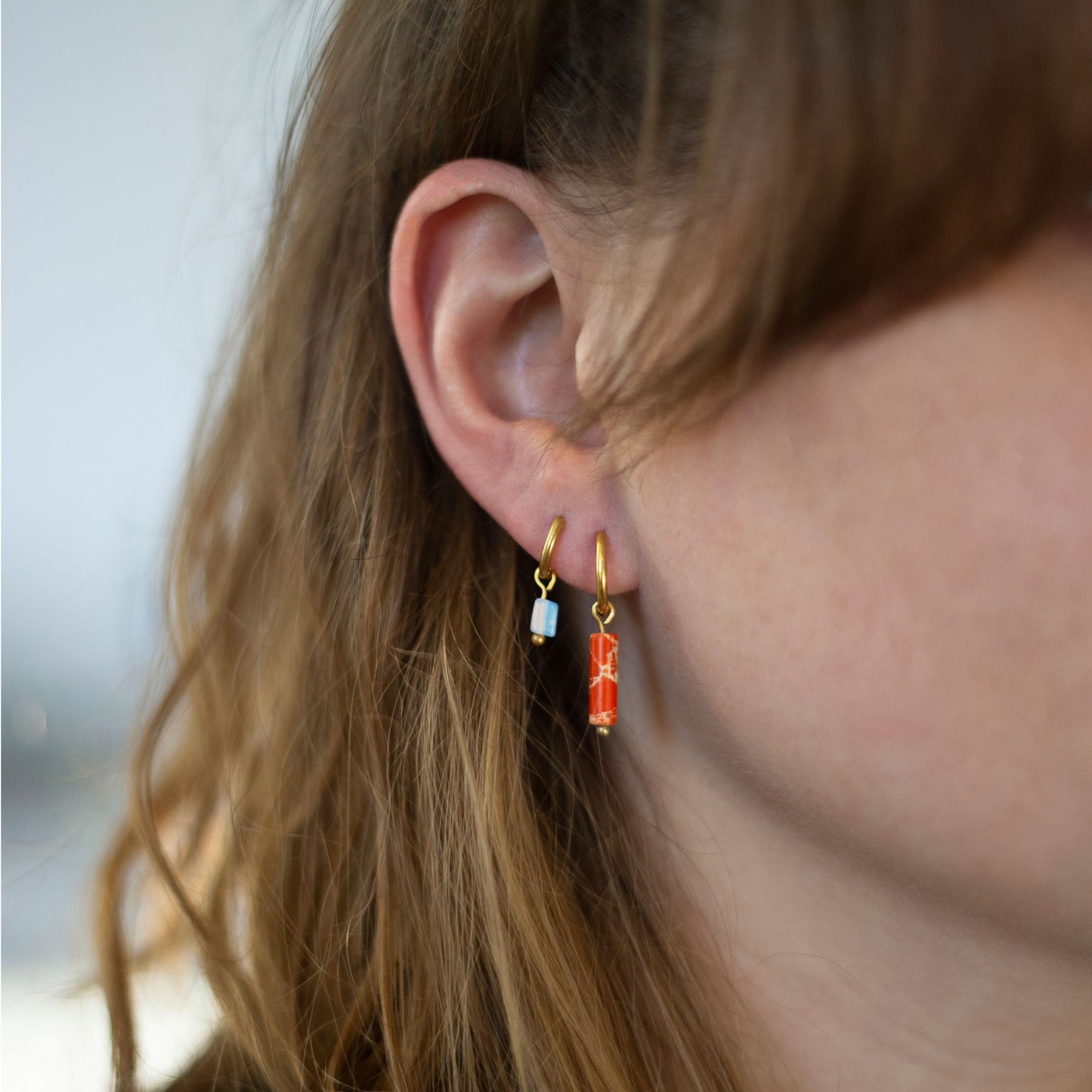 Oorbellen Tube Coral Zilver