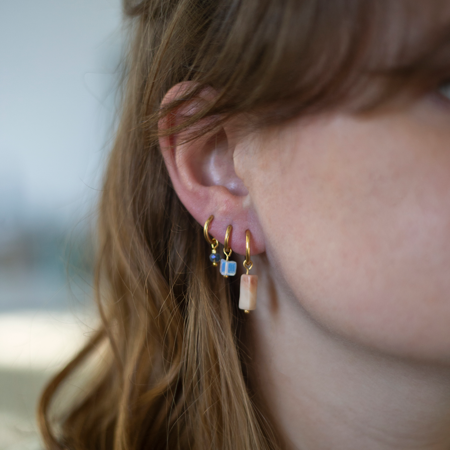 Oorbellen Kwarts Goud