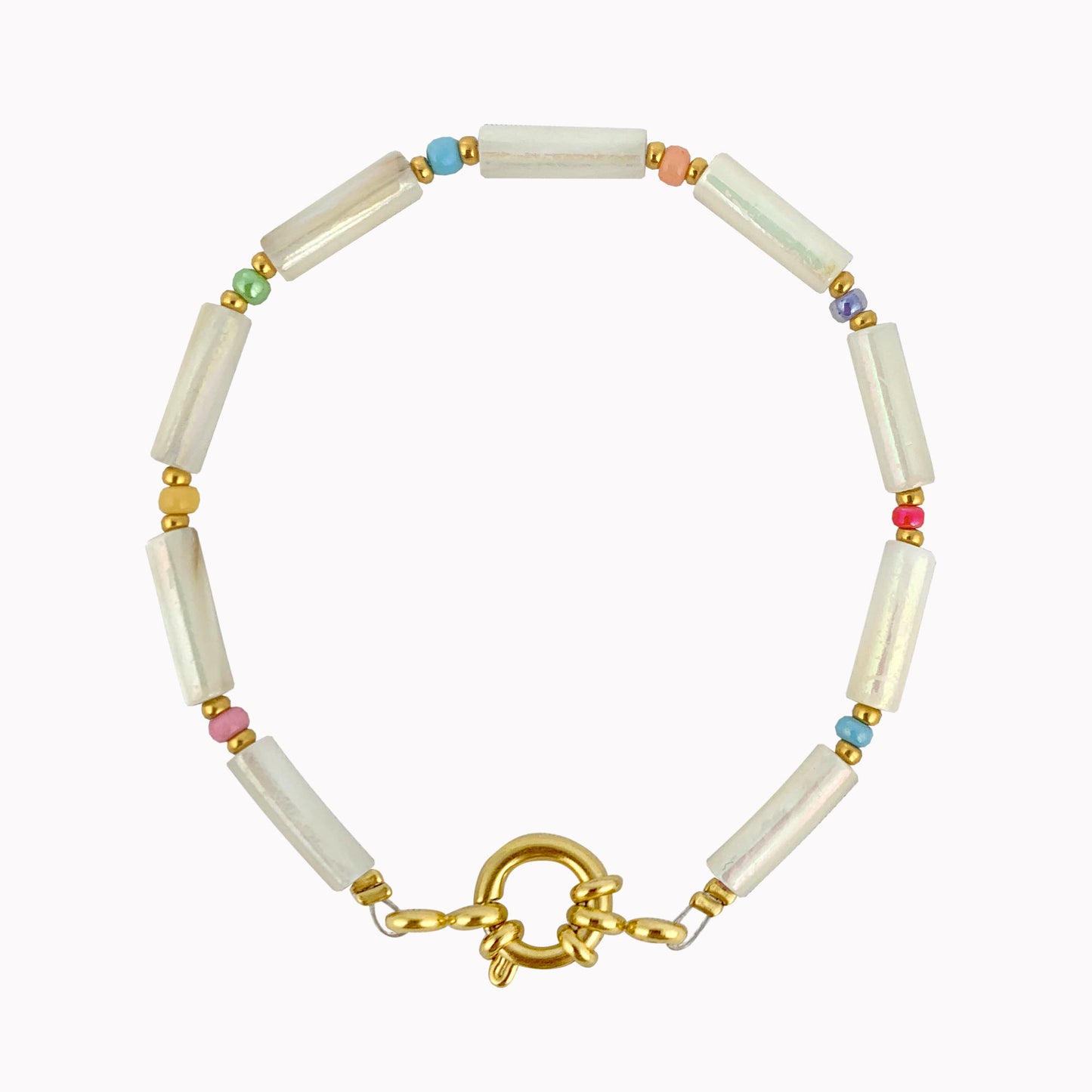 Armband Rainbow Shell | Armband slotje met gekleurde kralen