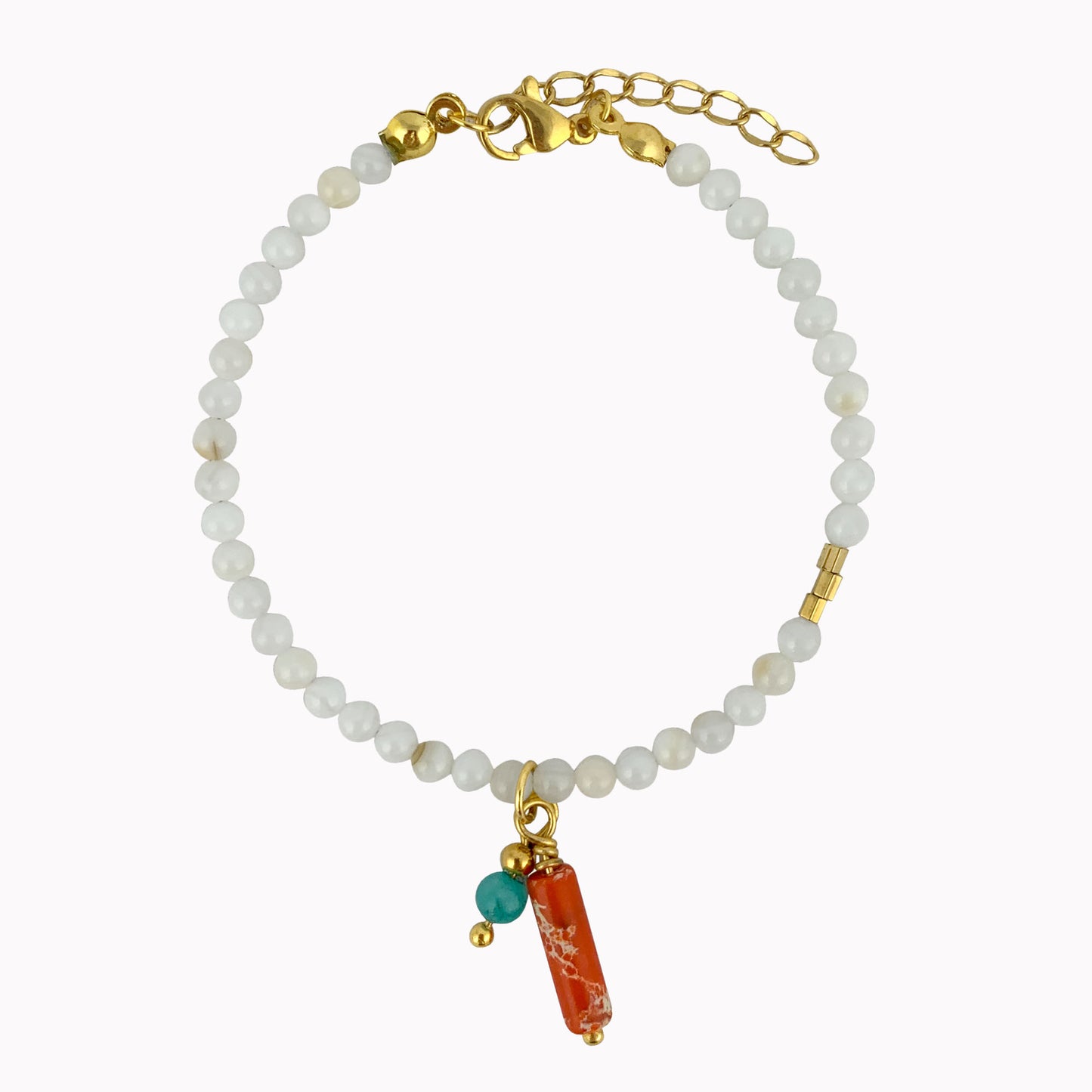 Armband Beachdays | Witte armband met koraal steen