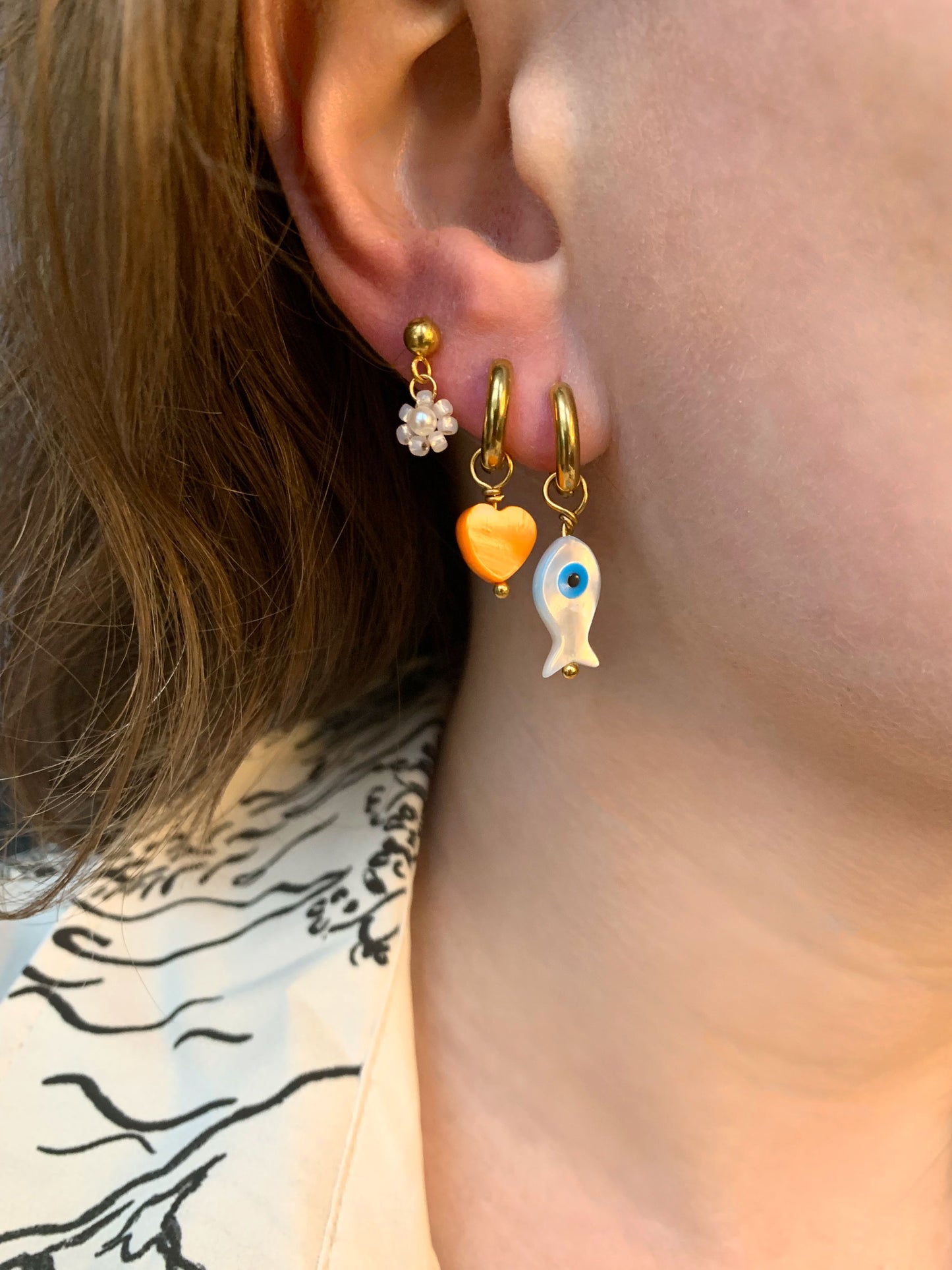 Hoops Orange Heart Zilver