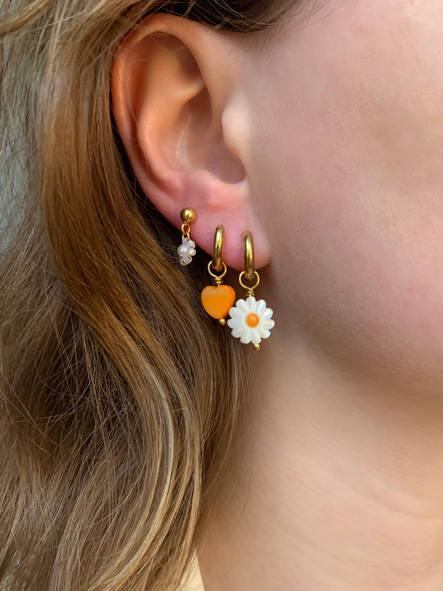 Hoops Orange Heart Goud