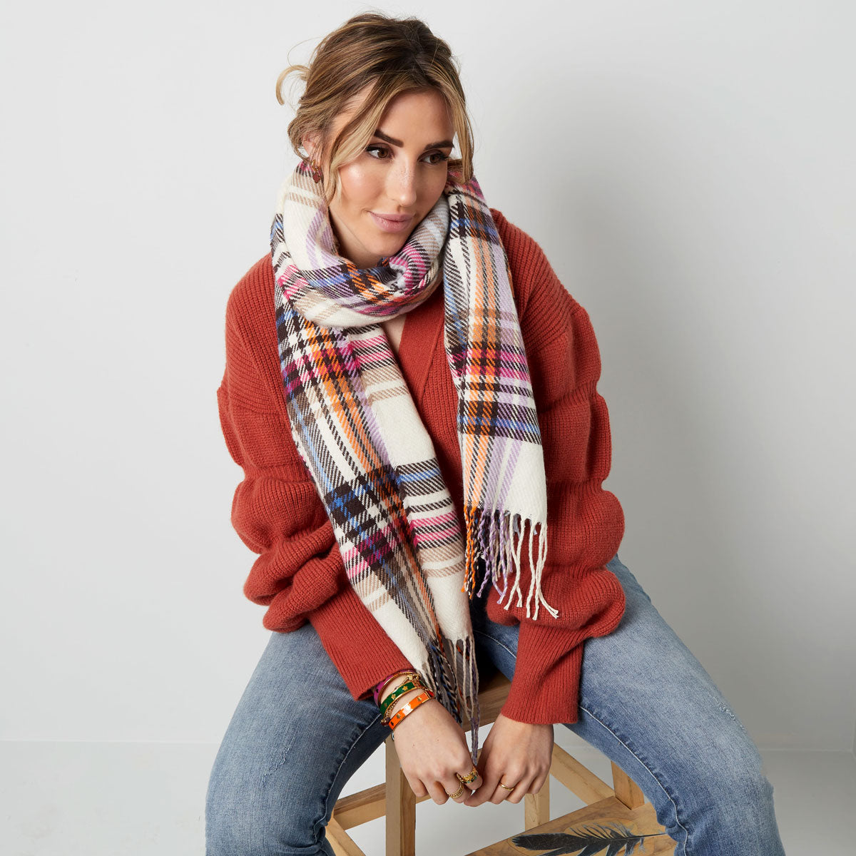 Gekleurde Geruite Sjaal