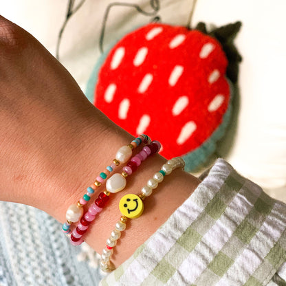 Armband met pastel kralen en parels