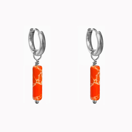Oorbellen Tube Coral Zilver