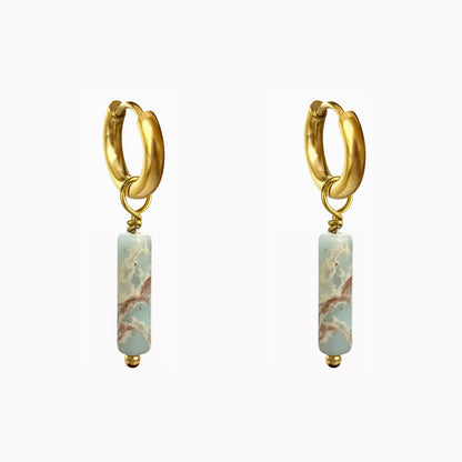 Oorbellen Tube Turquoise Goud