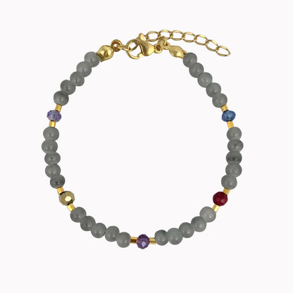 Grijze kralen armband met steentjes
