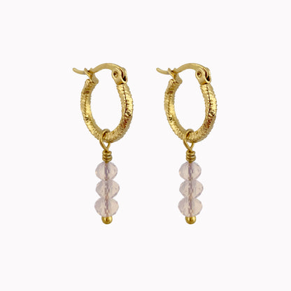 Pink Sparkle Earrings Gold | Oorringen met roze steentjes