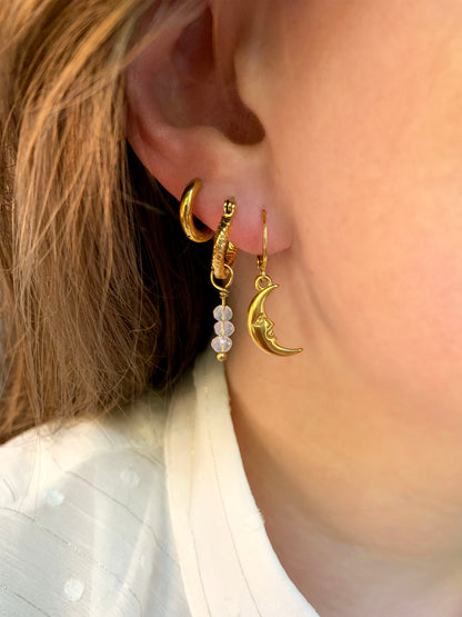 Pink Sparkle Earrings Gold | Oorringen met roze steentjes