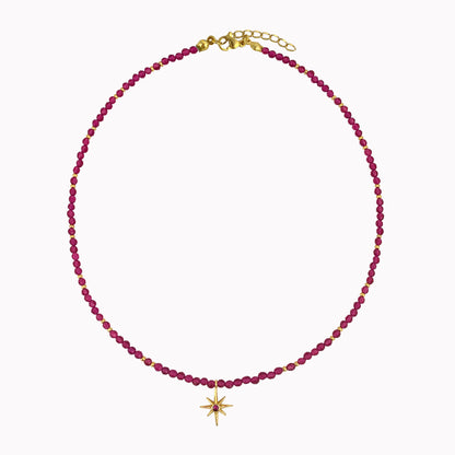 Roze kralen ketting met ster bedel