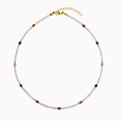 Ketting met transparante en gekleurde kralen