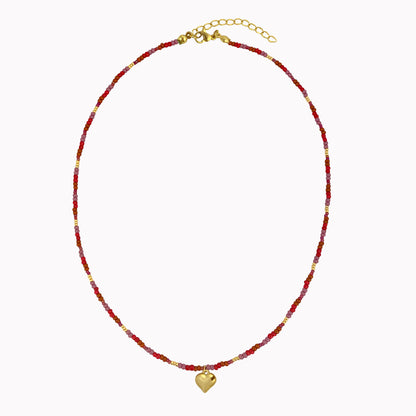 Roze kralen ketting met hartje
