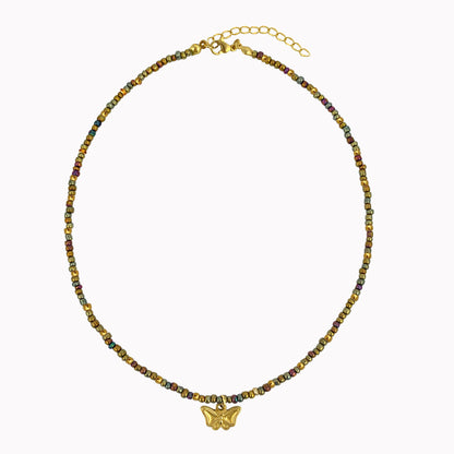 Gold Enchanted Necklace | Kralen ketting met vlinder bedel