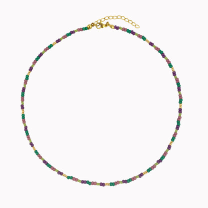 Ketting met paarse en groene kralen