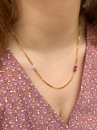 Wildflower Necklace | Minimalistische schakelketting met bloem