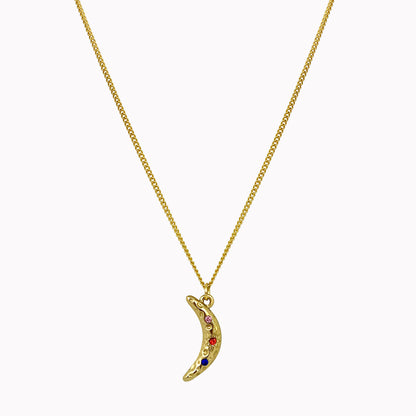 Schakelketting met maan en gekleurde steentjes