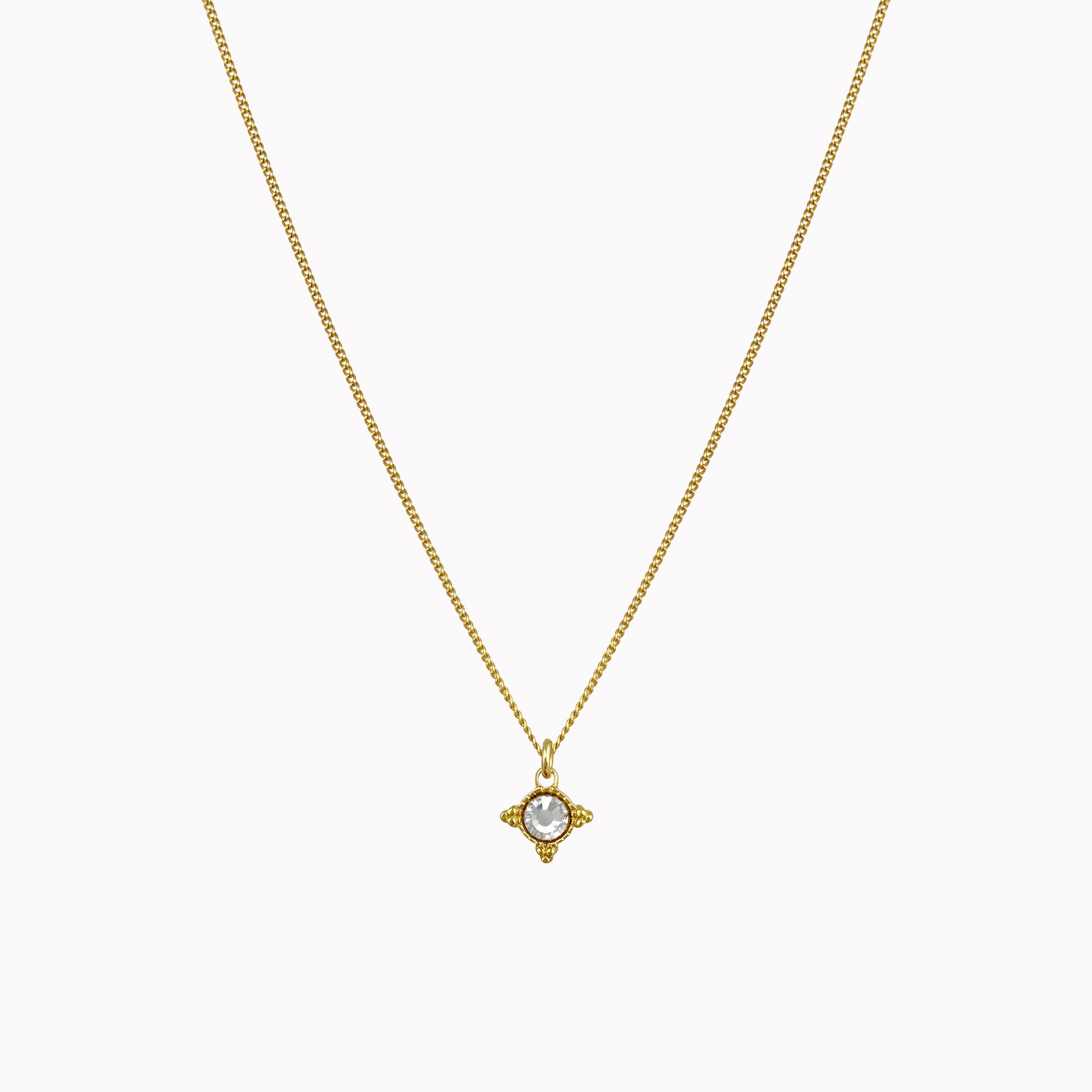 Birthstone ketting goud april