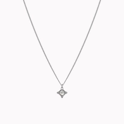 Birthstone ketting zilver april